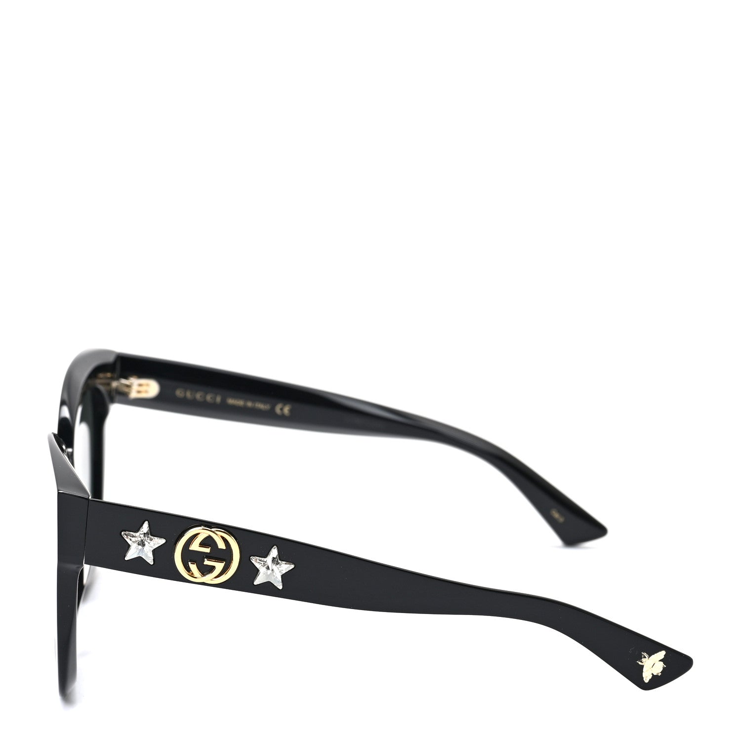 Gucci Acetate Crystal Star Round Frame Sunglasses GG0208S Black 3 of 6