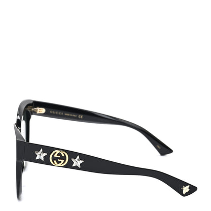 Gucci Acetate Crystal Star Round Frame Sunglasses GG0208S Black 3 of 6