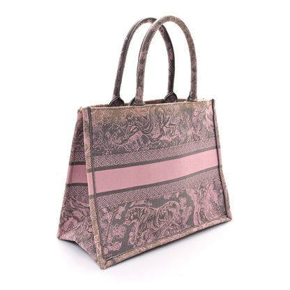 Christian Dior Canvas Embroidered Medium Dioriviera Toile De Jouy Book Tote Pink Grey 3 of 10