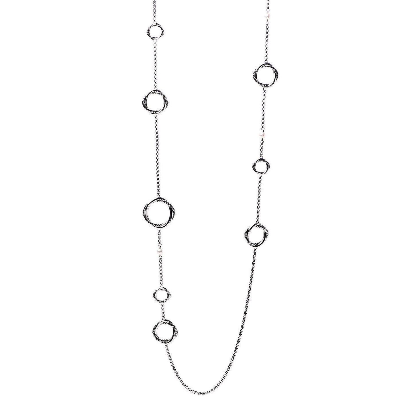 Sterling Silver Pearl Infinity Station Chain Necklace