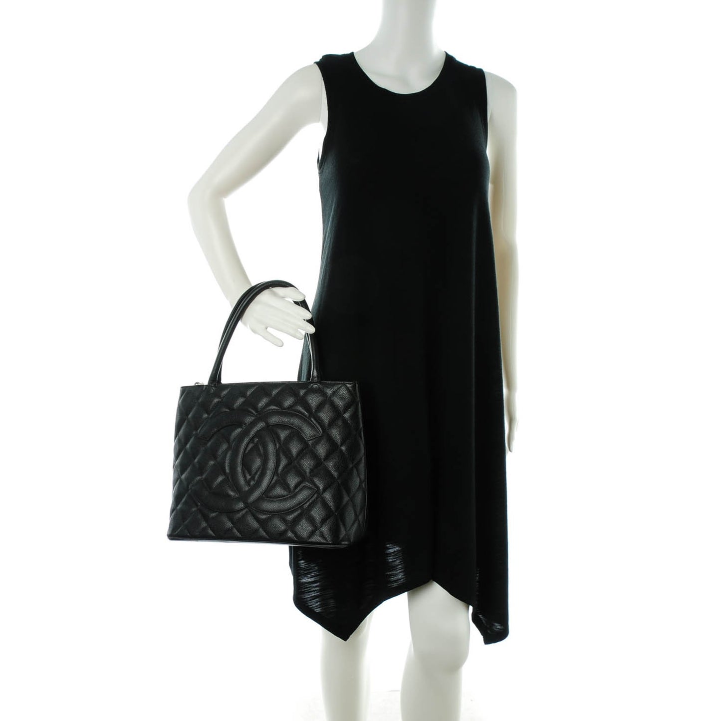 Caviar Quilted Medallion Tote Black