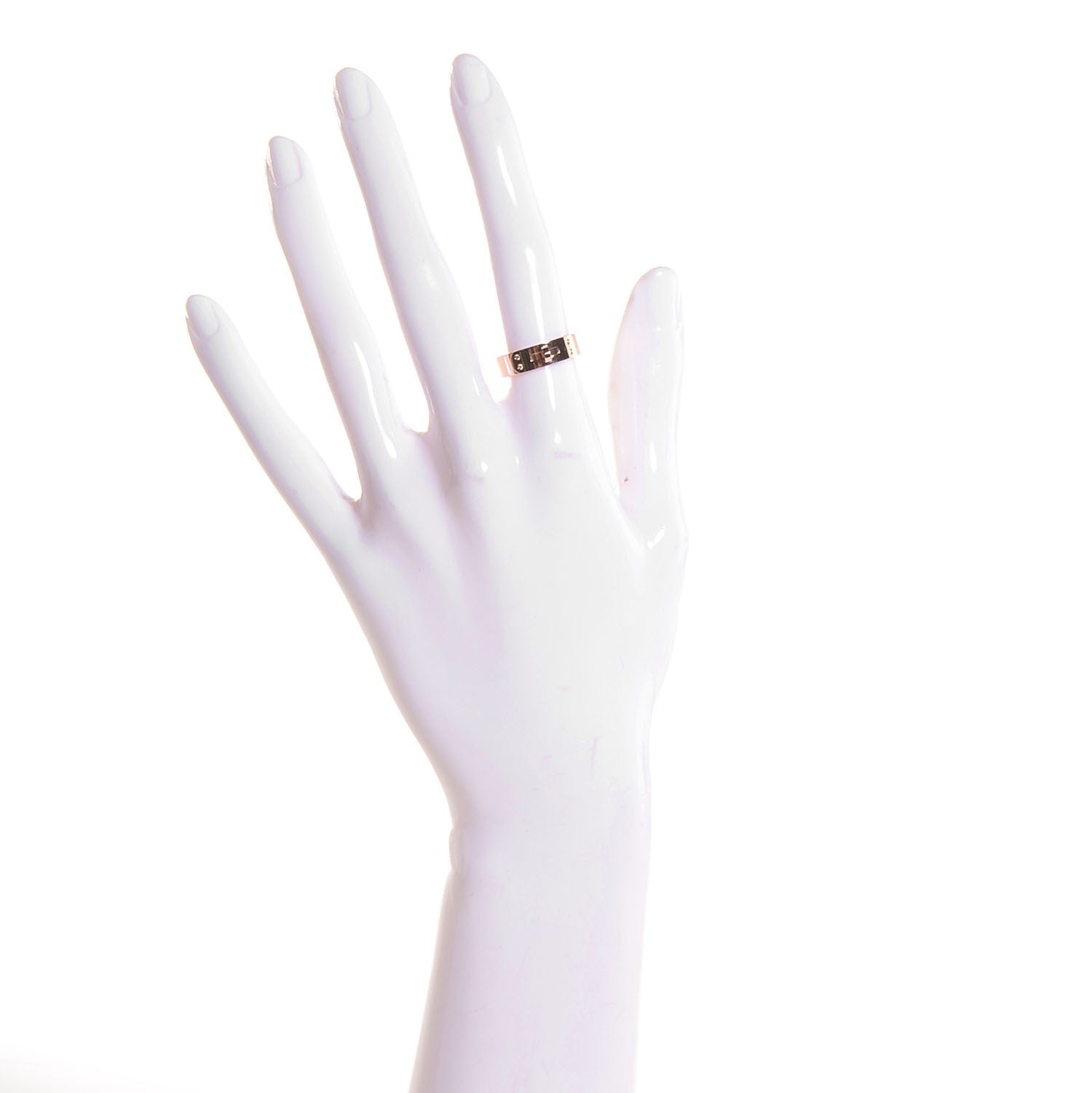 Hermes 18K Rose Gold Diamond PM Kelly Ring 51 5.75 6 of 9