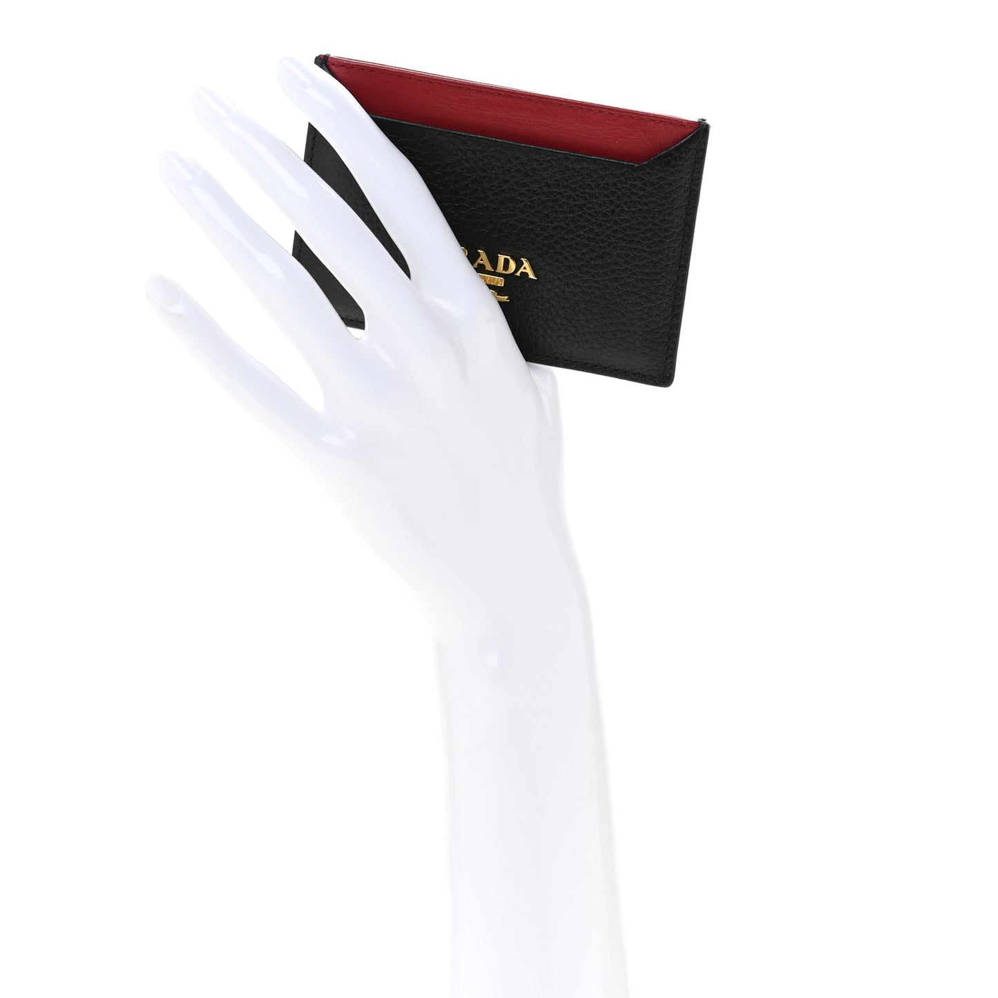Vitello Grain Metal Card Holder Black Fuoco