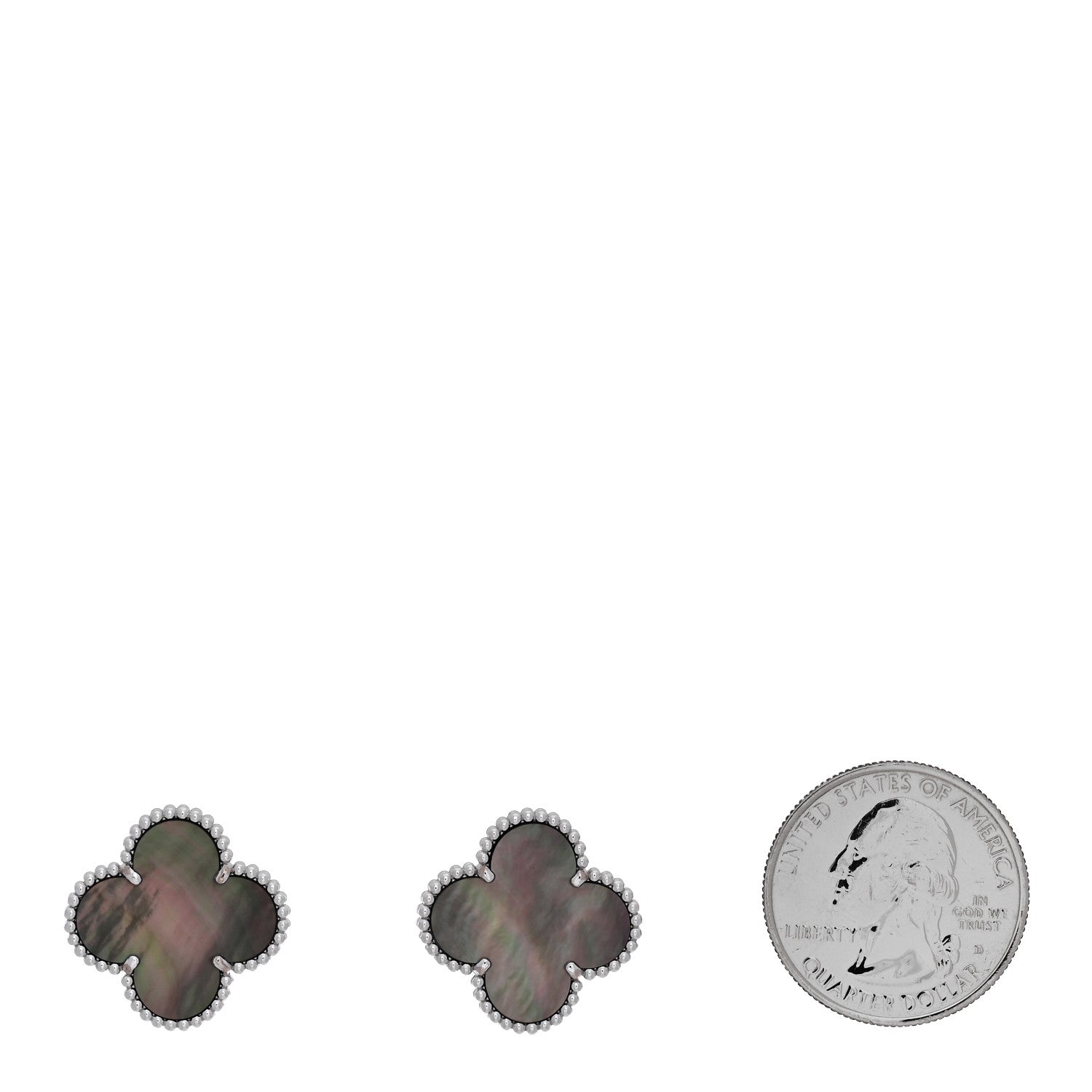 Van Cleef & Arpels 18K White Gold Grey Mother of Pearl Magic Alhambra Earrings 2 of 5
