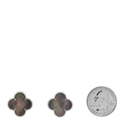 Van Cleef & Arpels 18K White Gold Grey Mother of Pearl Magic Alhambra Earrings 2 of 5