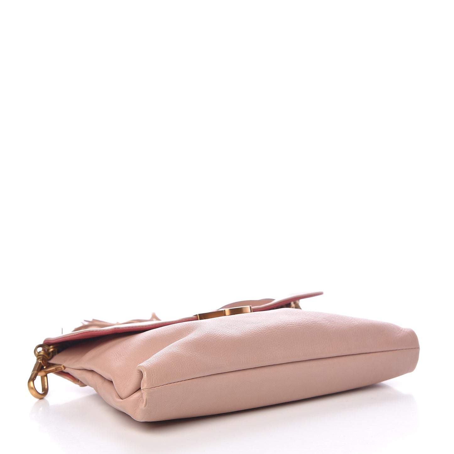 Soft Calfskin Detachable Chain Tassel Clutch Pink