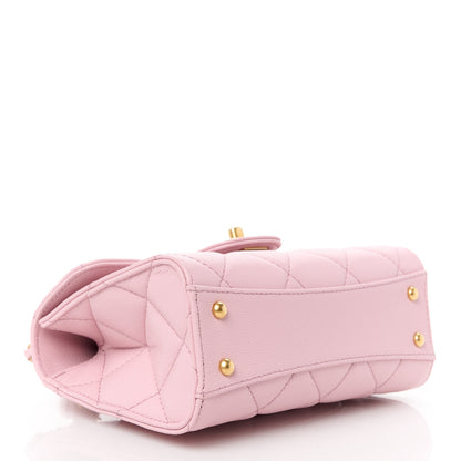 Chanel Shiny Caviar Quilted Mini Top Handle Flap Pink 4 of 12