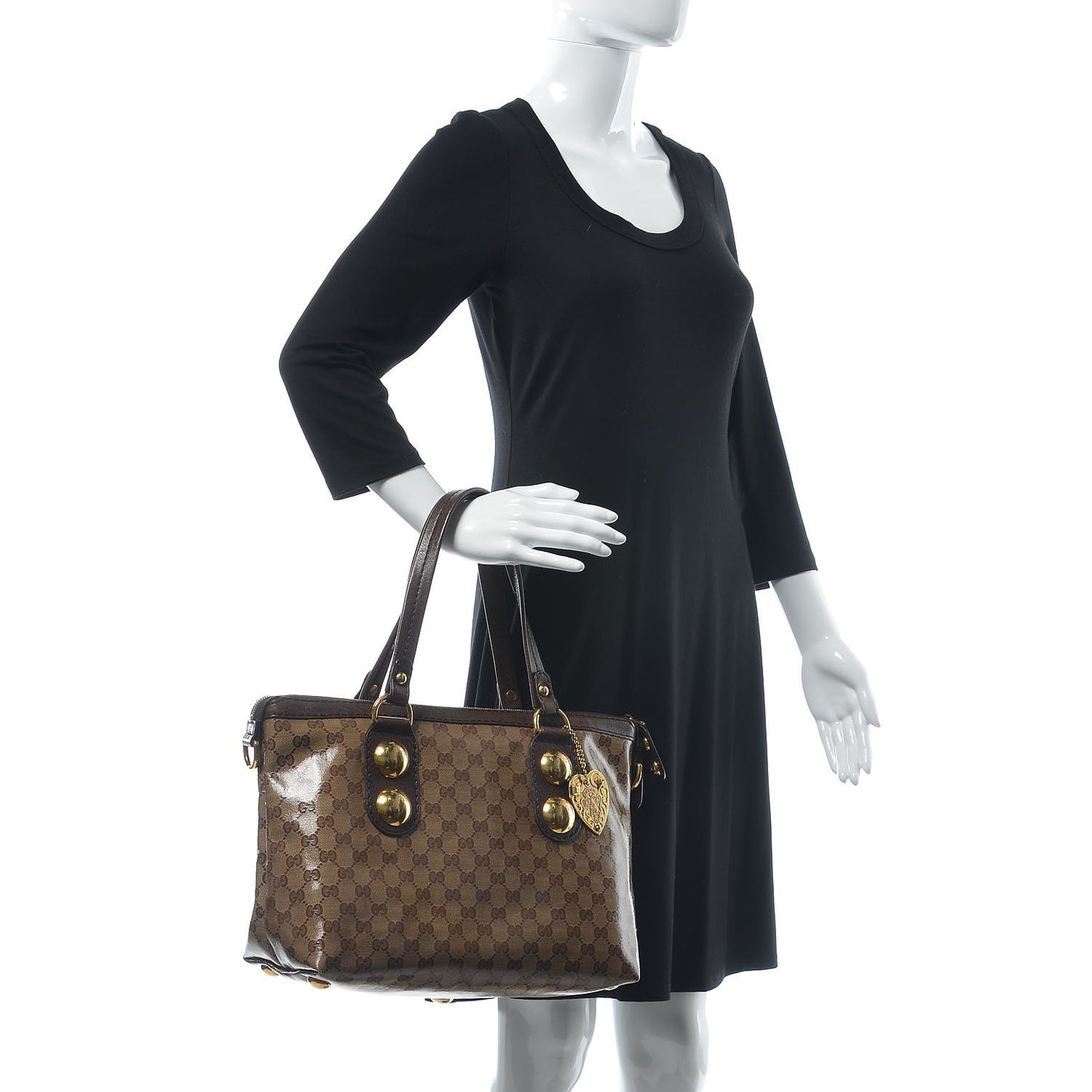 Crystal Monogram Small Babouska Tote Dark Brown