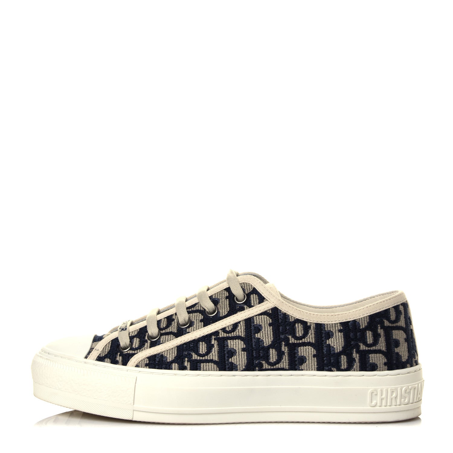 Christian Dior Canvas Oblique Walk'N'Dior Low Top Sneakers 38 Deep Blue 1 of 7