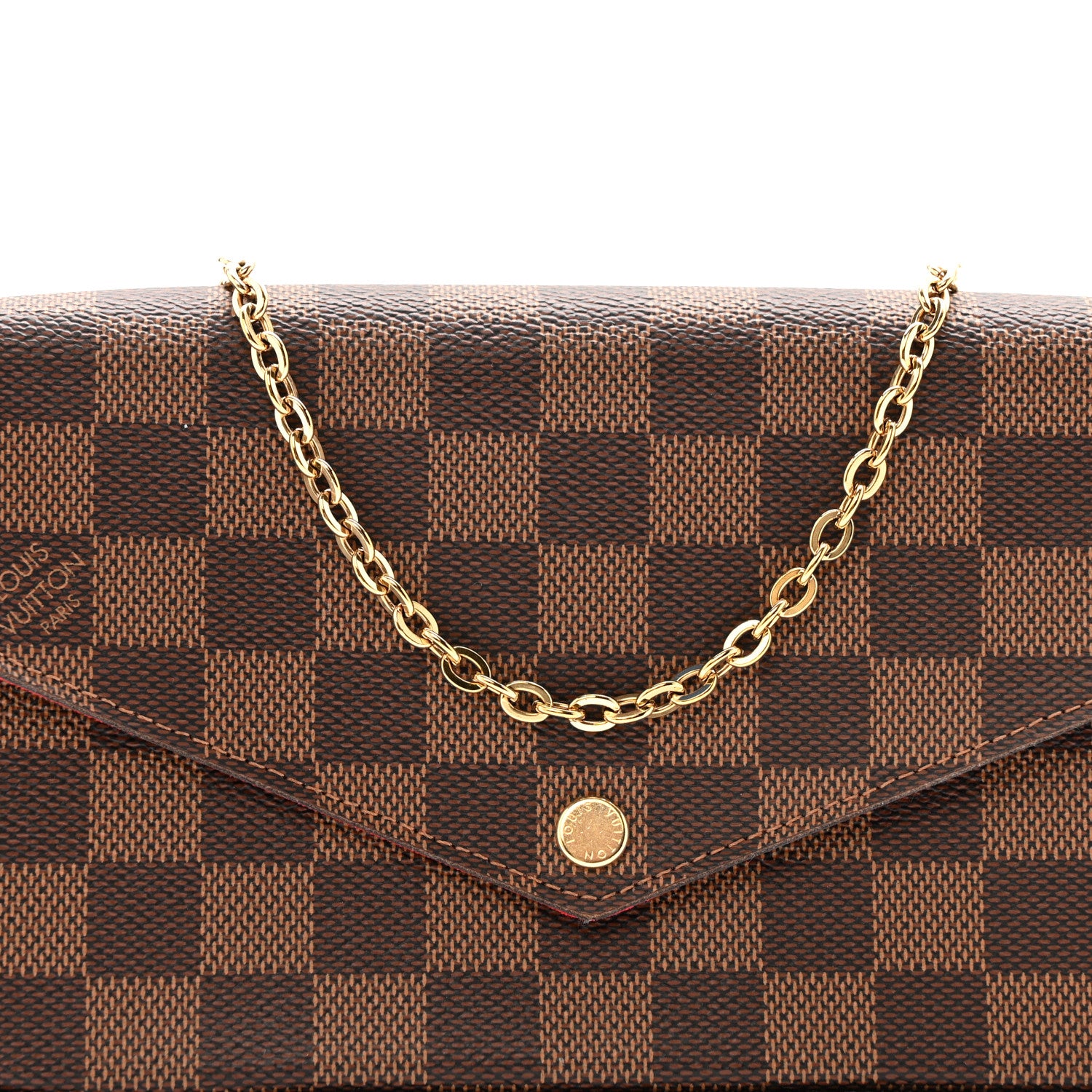 Louis Vuitton Damier Ebene Pochette Felicie Chain Wallet 8 of 14