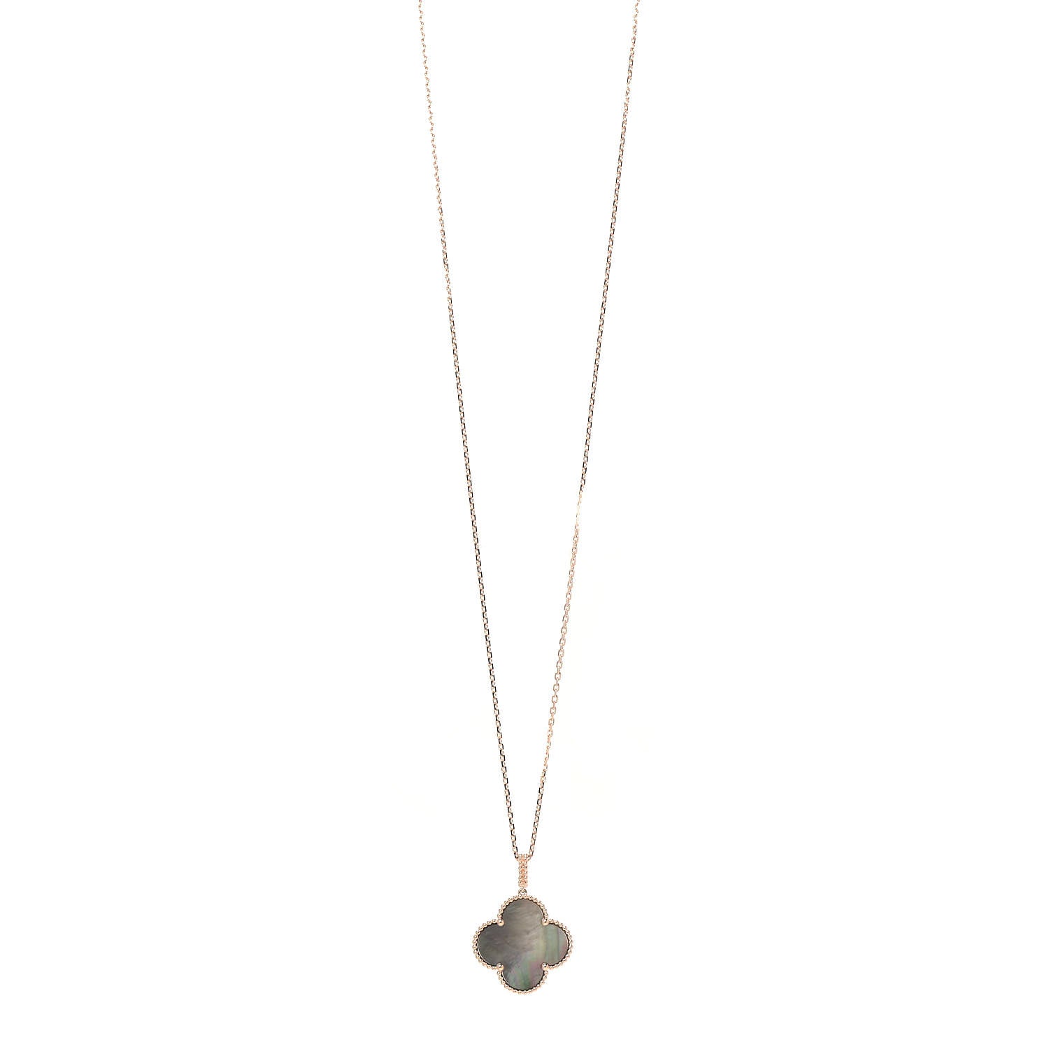 Van Cleef & Arpels 18K Rose Gold Gray Mother of Pearl Magic Alhambra Long Necklace 1 of 6