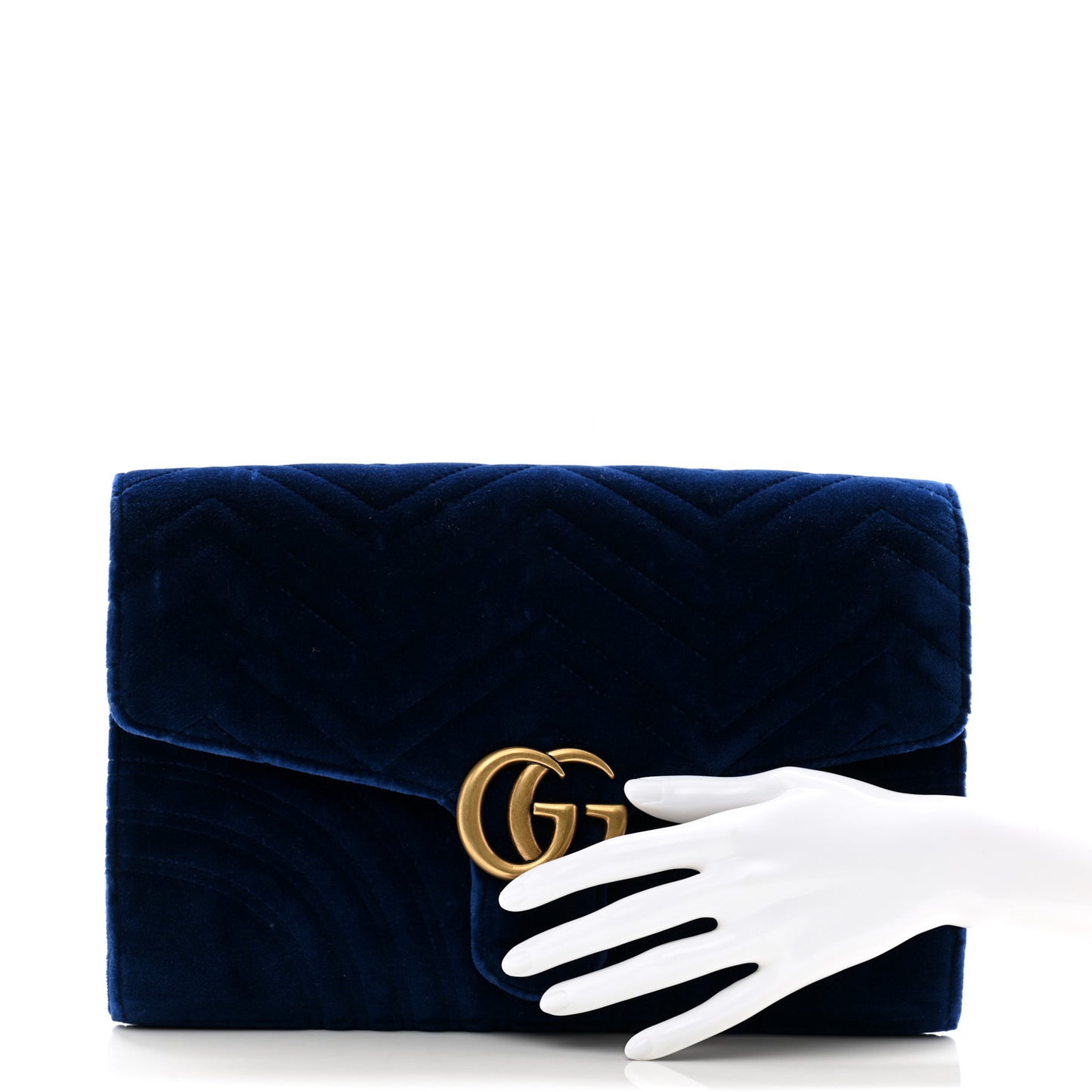 Velvet Matelasse GG Marmont Clutch Cobalt Blue
