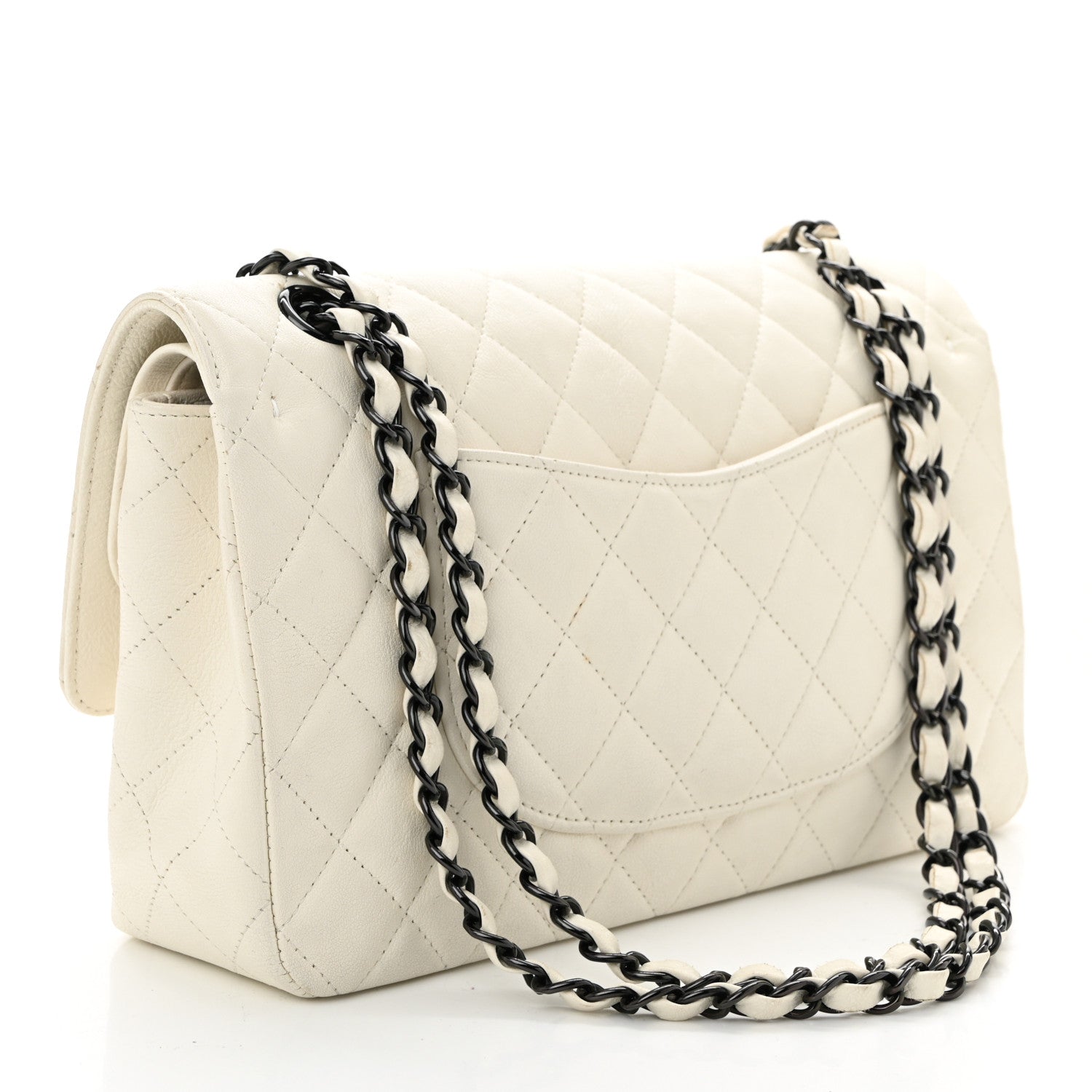 Chanel Crumpled Calfskin Quilted Medium Double Flap White 3 of 12