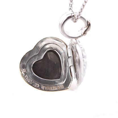 David Yurman Sterling Silver 18K Yellow Gold Cable Heart Locket Pendant Necklace 6 of 10