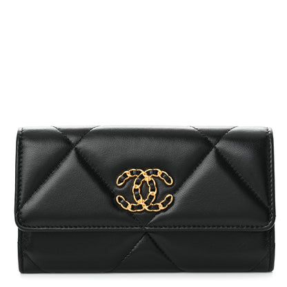 Chanel Lambskin Quilted Chanel 19 Flap Wallet Black 1 of 11