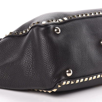 Valentino Garavani Alce Printed Calfskin Medium Rockstud Tote Black 8 of 10