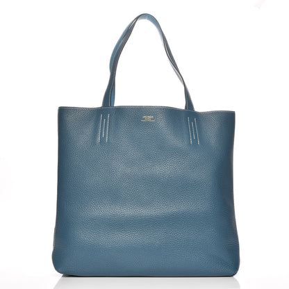 Hermes Taurillon Clemence Double Sens 36 Reversible Tote Turquoise Mallard 9 of 13