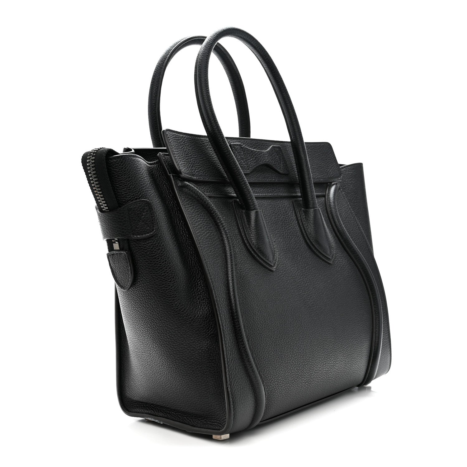 Celine Drummed Calfskin Micro Luggage Black 2 of 9
