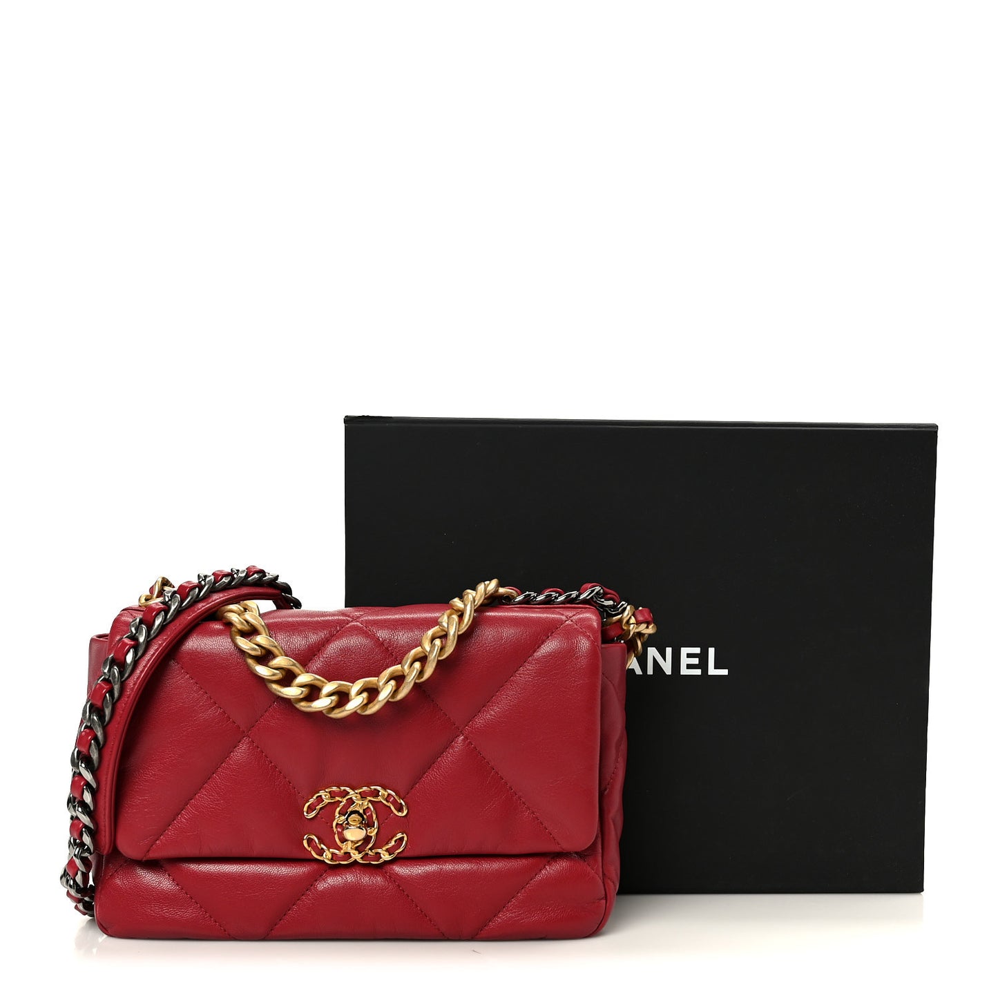 Goatskin Quilted Medium Chanel 19 Flap Red