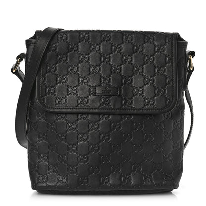 Gucci Guccissima Small Flap Messenger Bag Black 1 of 9