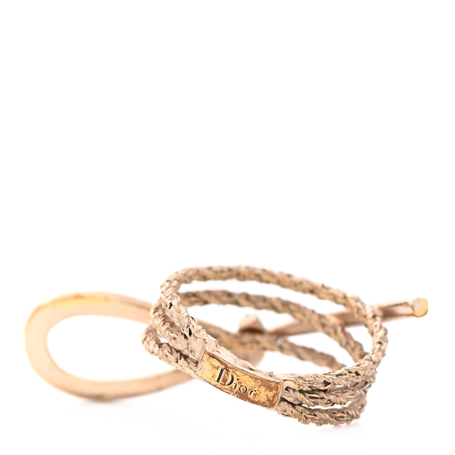Christian Dior Metal Crystal Ring M Gold 3 of 6