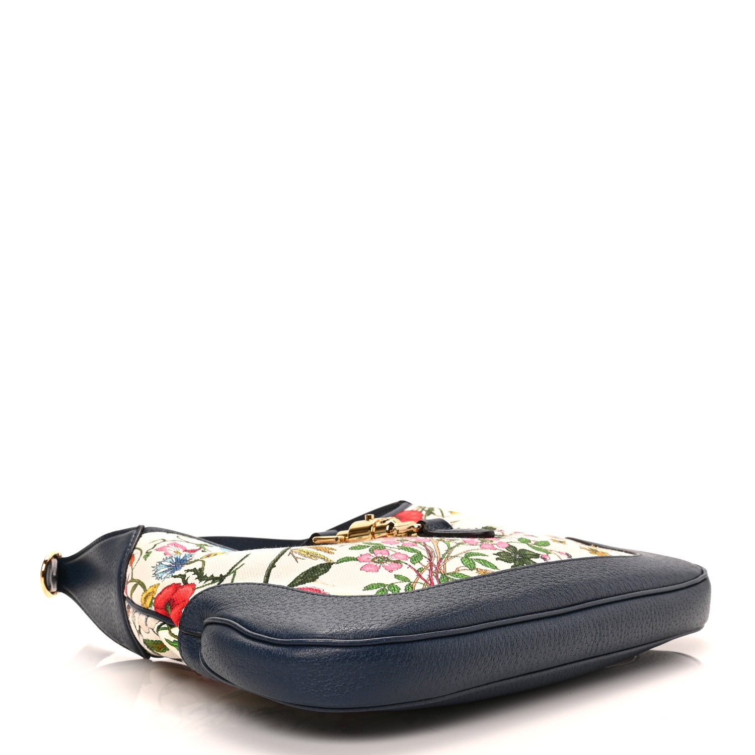 Gucci Canvas Flora Medium Jackie Hobo Blue Agata 4 of 9