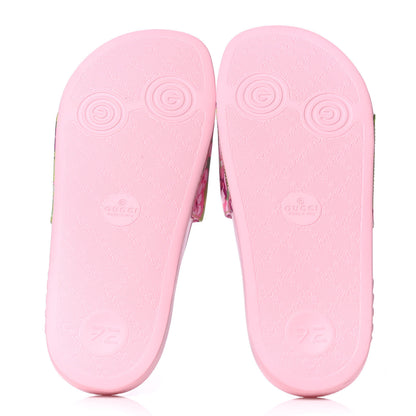 Gucci X KEN SCOTT Rubber Infinity Zia Interlocking G Womens Pool Slide Sandals 36 Green Lilac Bright Splash 6 of 6