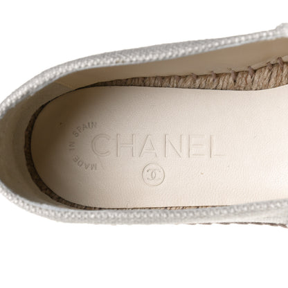 Chanel Linen CC Espadrilles 38 Beige Black 10 of 12