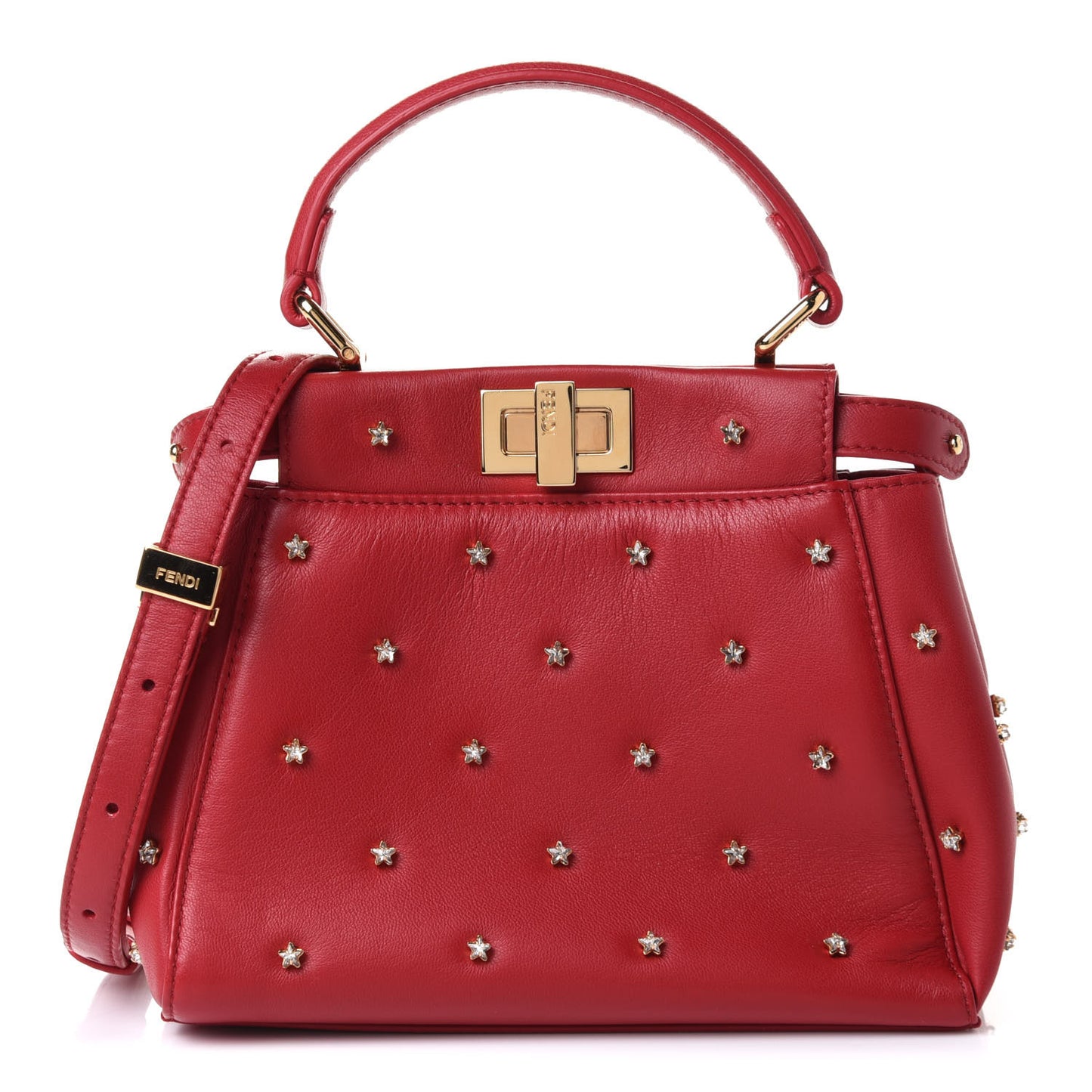 Nappa Crystal Stars Studded XS Peekaboo Iconic Satchel Fragola