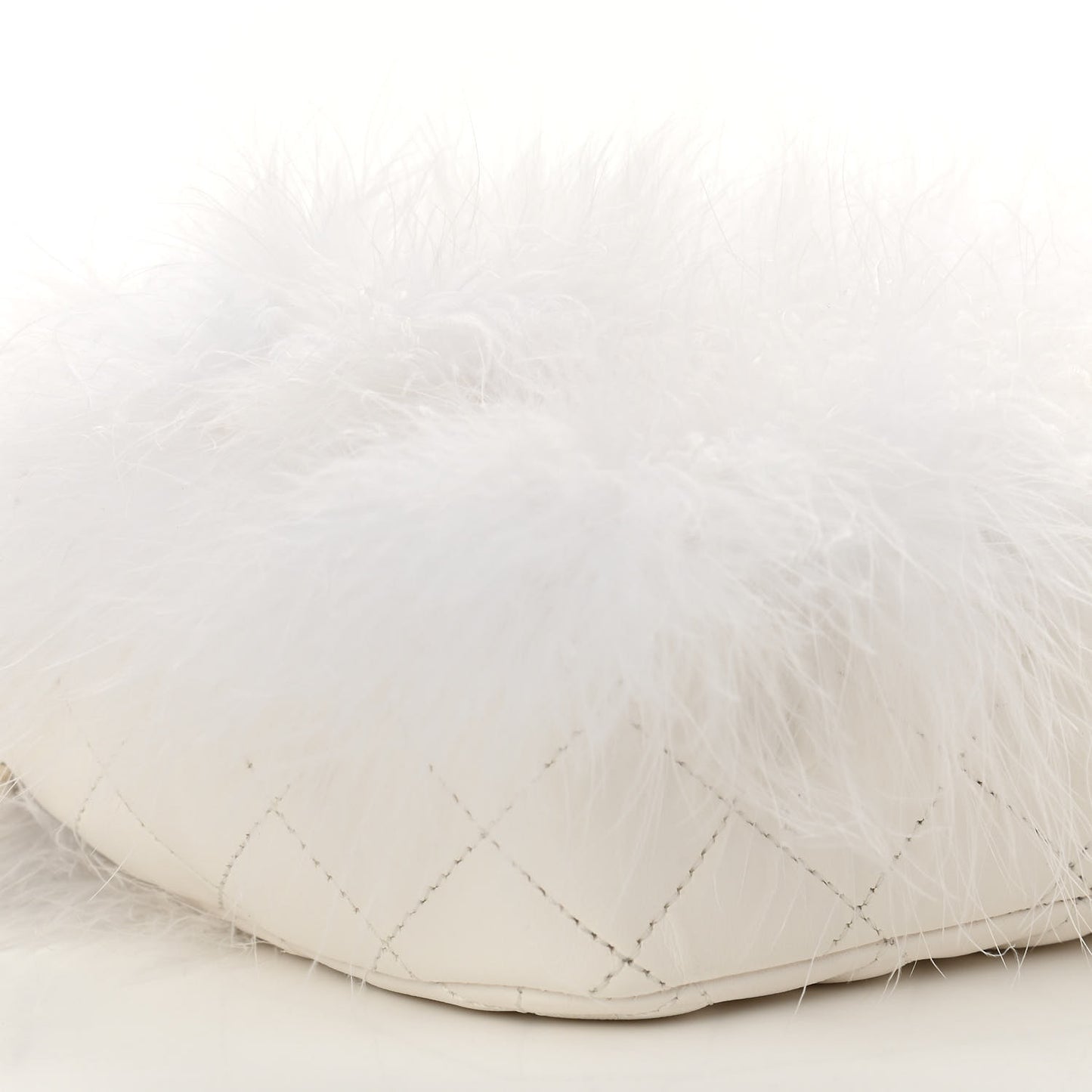 Feathers Lambskin Quilted Flap White