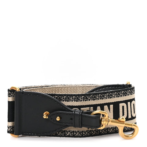 Canvas Embroidered Shoulder Strap Black