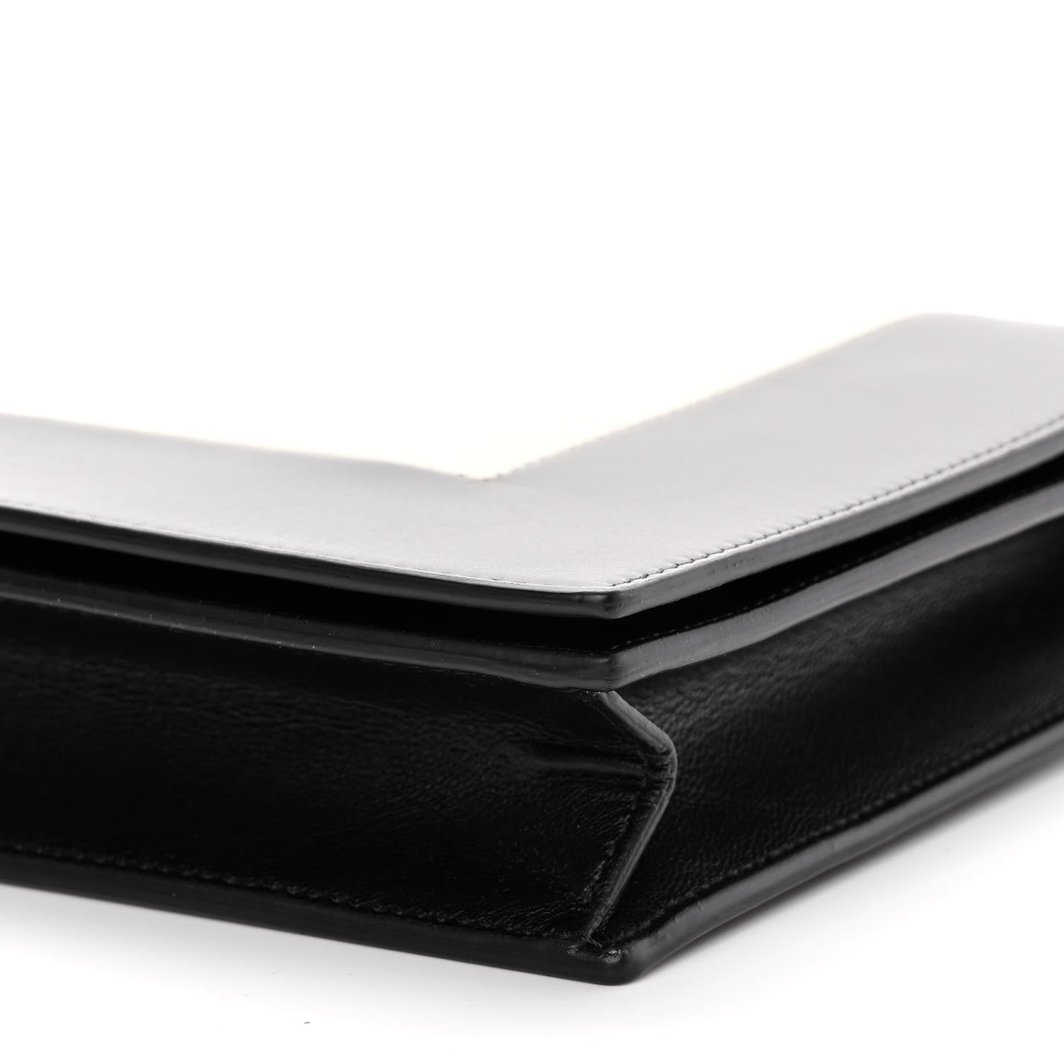 Celine Smooth Lambskin Frame Evening Chain Clutch Black White 11 of 11