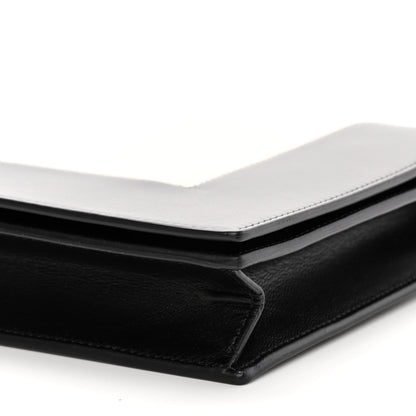 Celine Smooth Lambskin Frame Evening Chain Clutch Black White 11 of 11