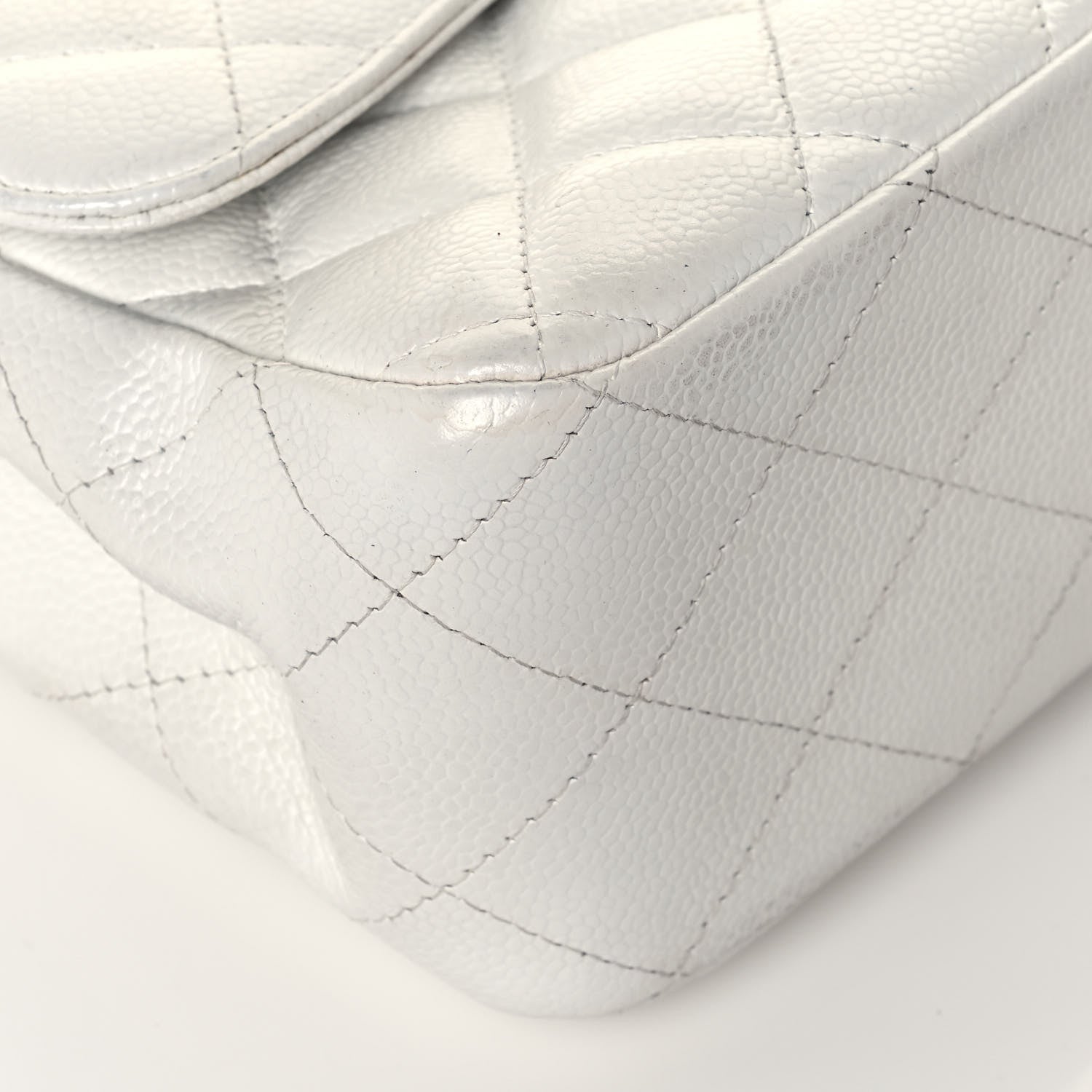 Chanel Caviar Quilted Jumbo Single Flap White 9 of 17