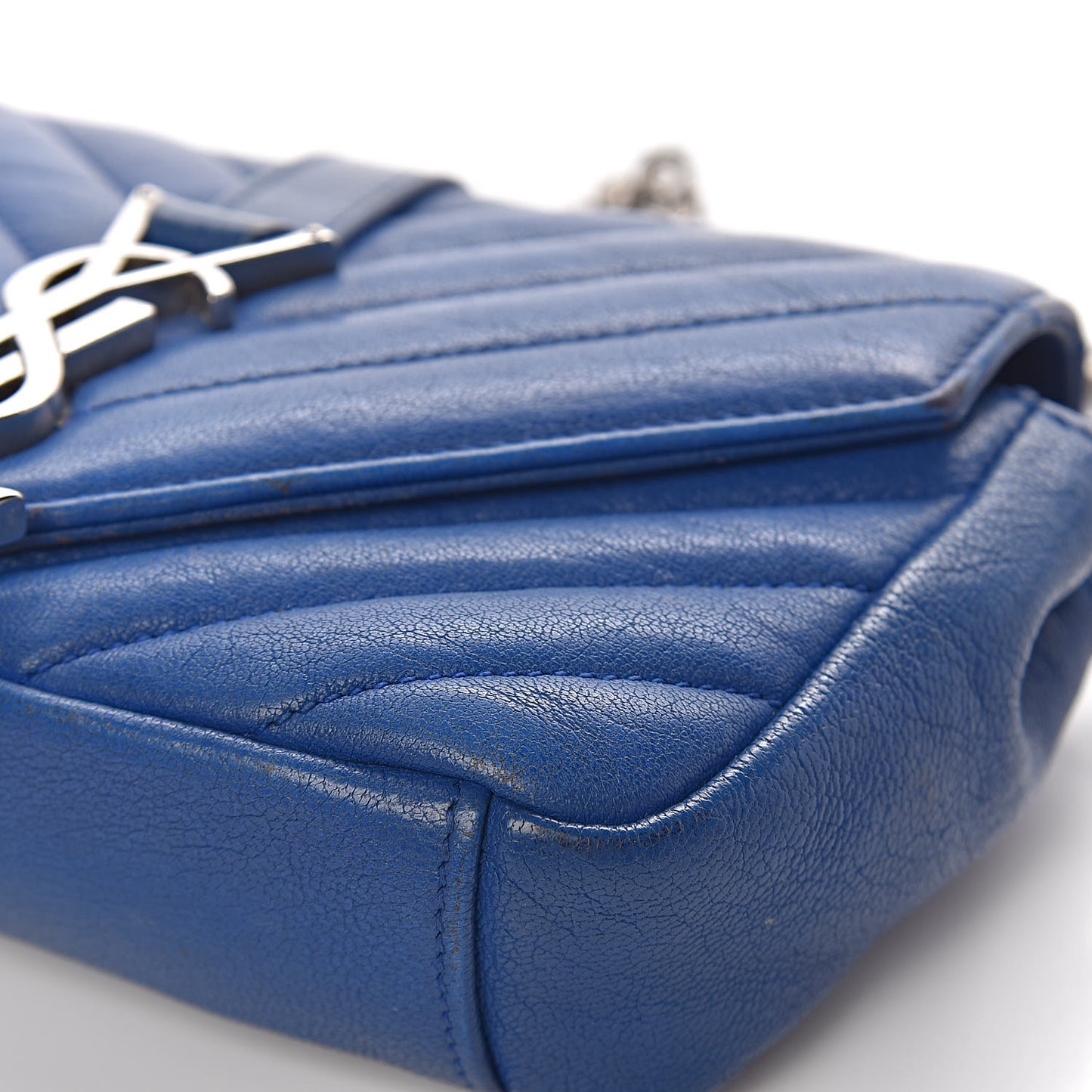 Sheepskin Matelasse Chevron Monogram Classic Baby Chain Bag Blue Majorelle