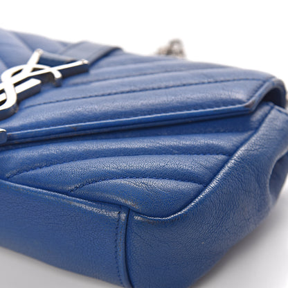 Saint Laurent Sheepskin Matelasse Chevron Monogram Classic Baby Chain Bag Blue Majorelle 10 of 20