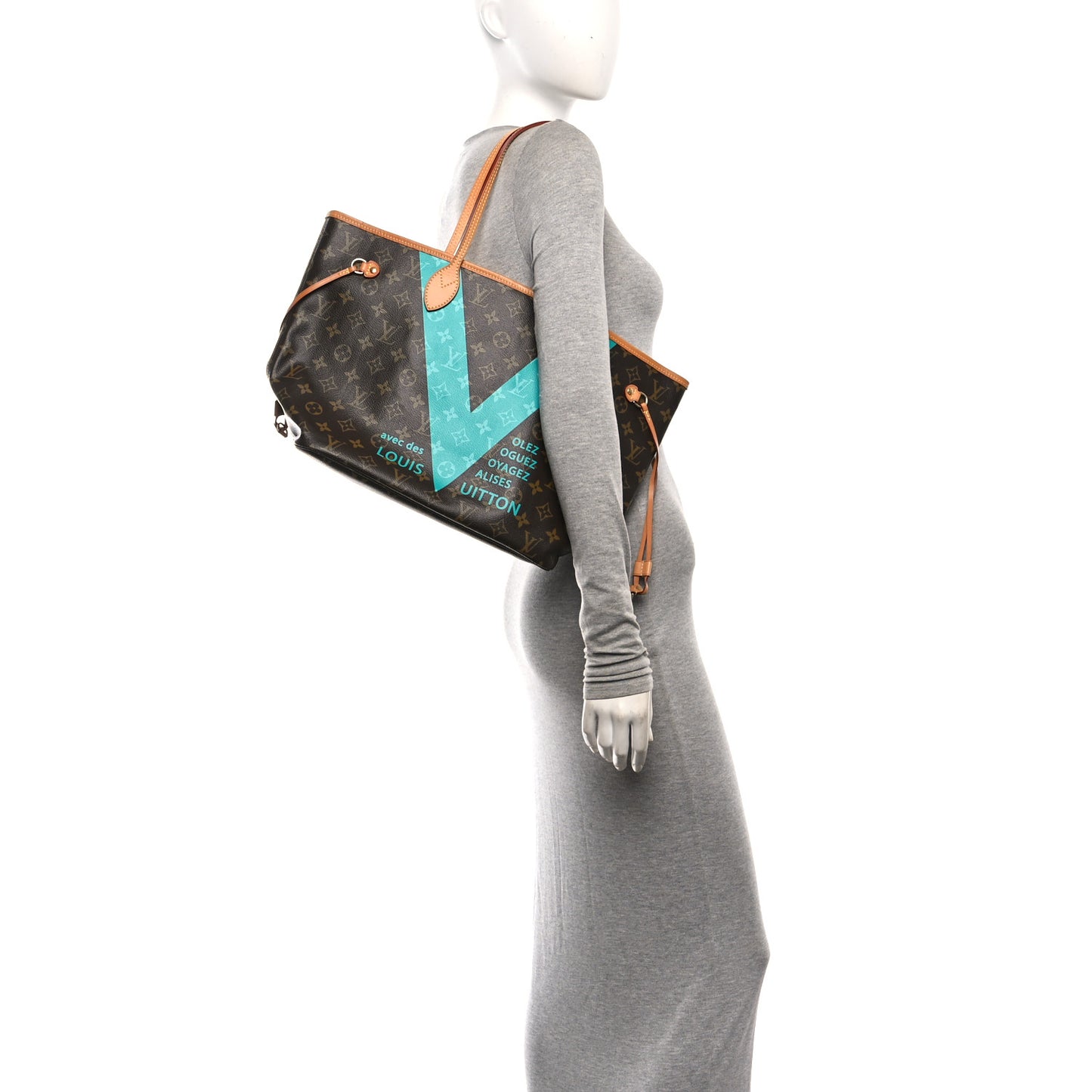 Monogram V Neverfull MM Turquoise