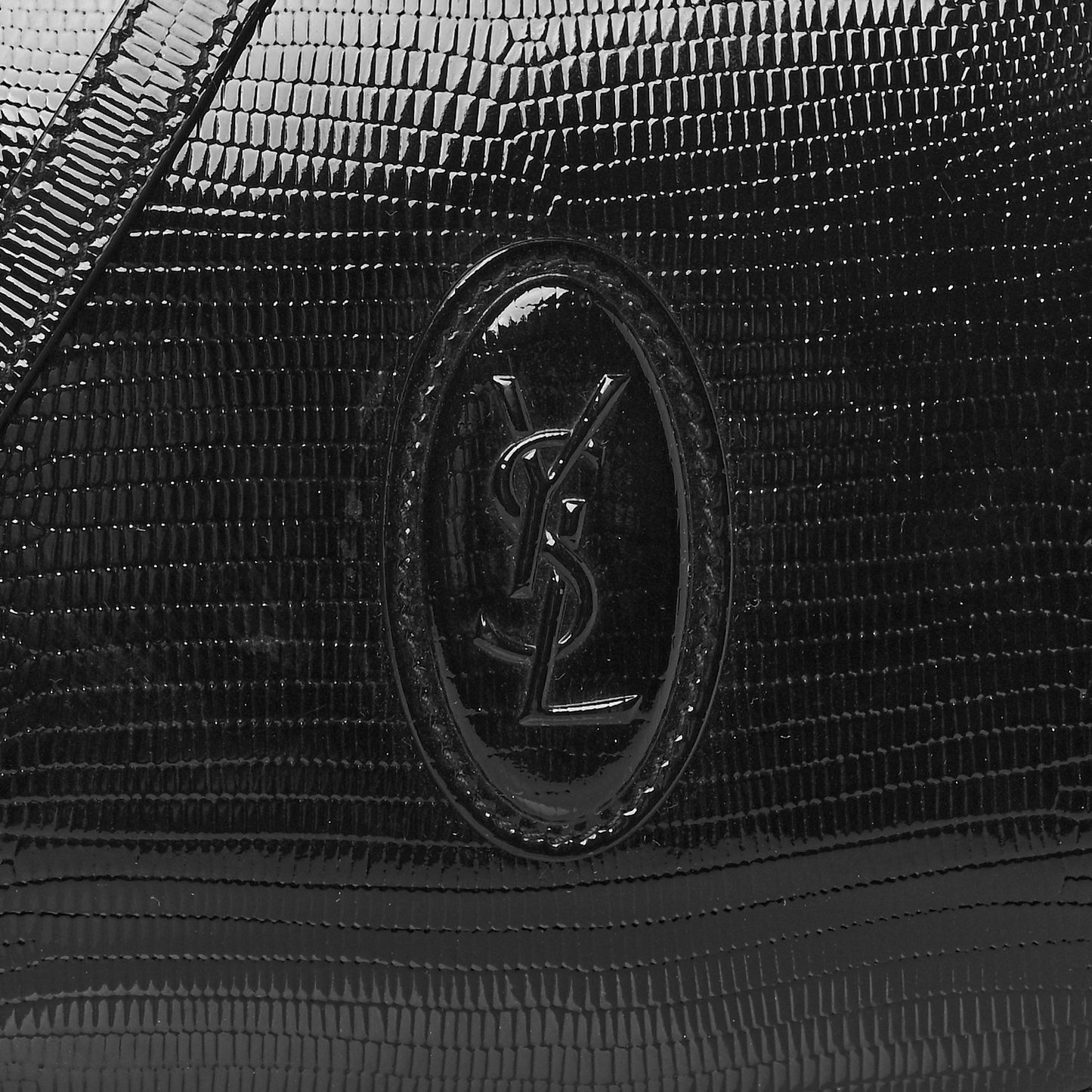 Calfskin Lizard Embossed Le 61 Camera Bag Black