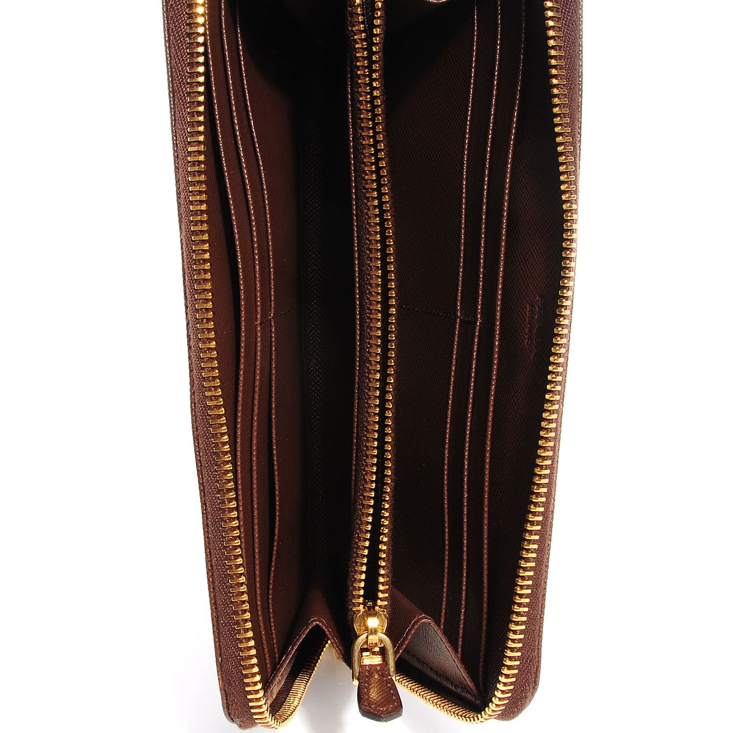 Saffiano Metal Zip Around Wallet Cacao