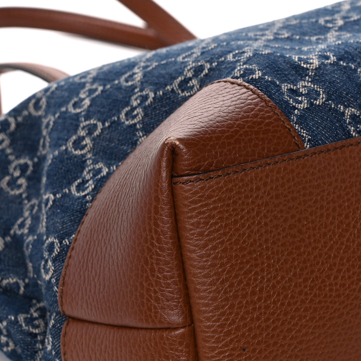 New Denim GG Monogram Medium Ophidia Shopping Tote Blue Tea Cuir