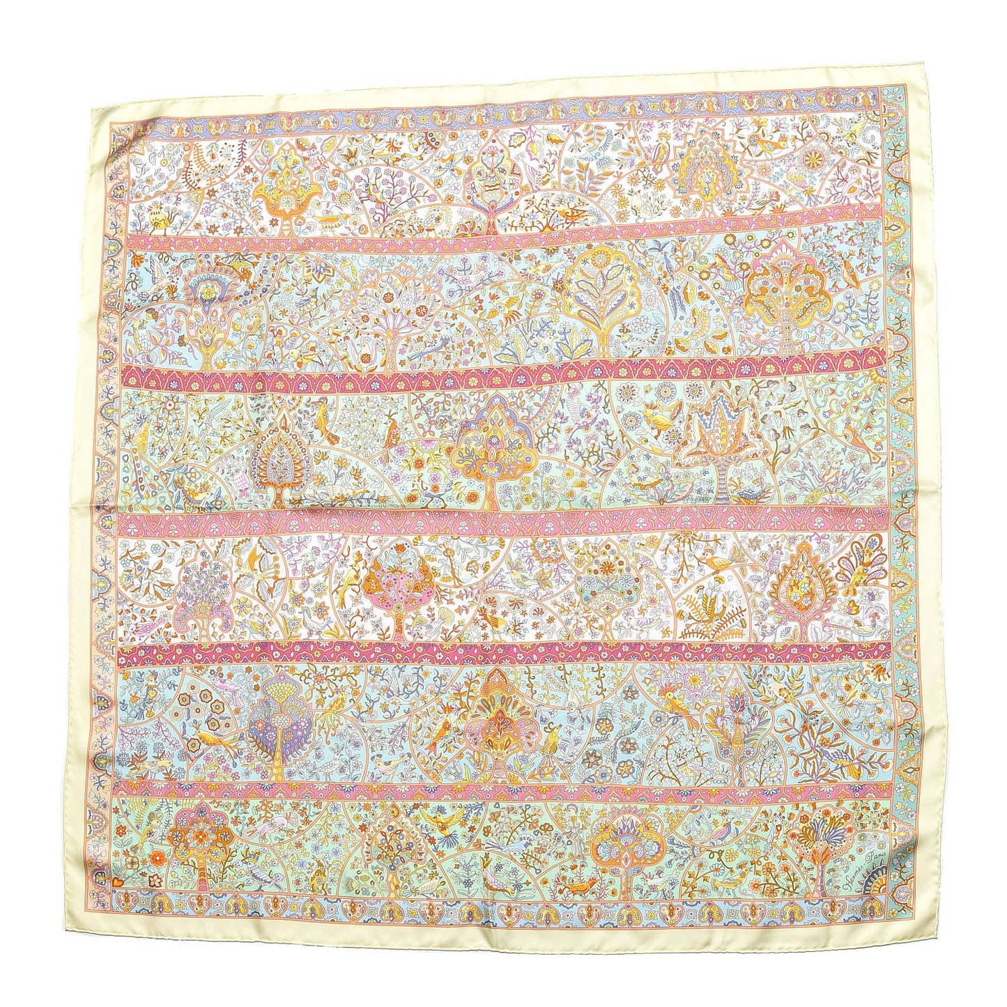 Silk Au Pays Des Oiseaux Fleurs Scarf 90