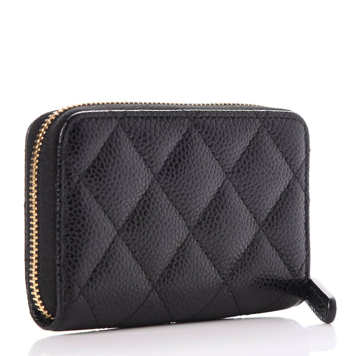 Caviar Quilted Zip Coin Purse Black