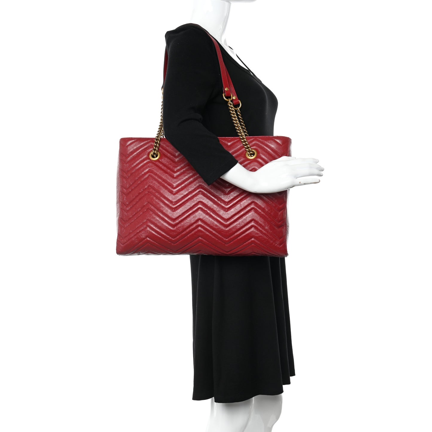 Azalea Calfskin Matelasse Medium GG Marmont Slim Tote Romantic Cerise