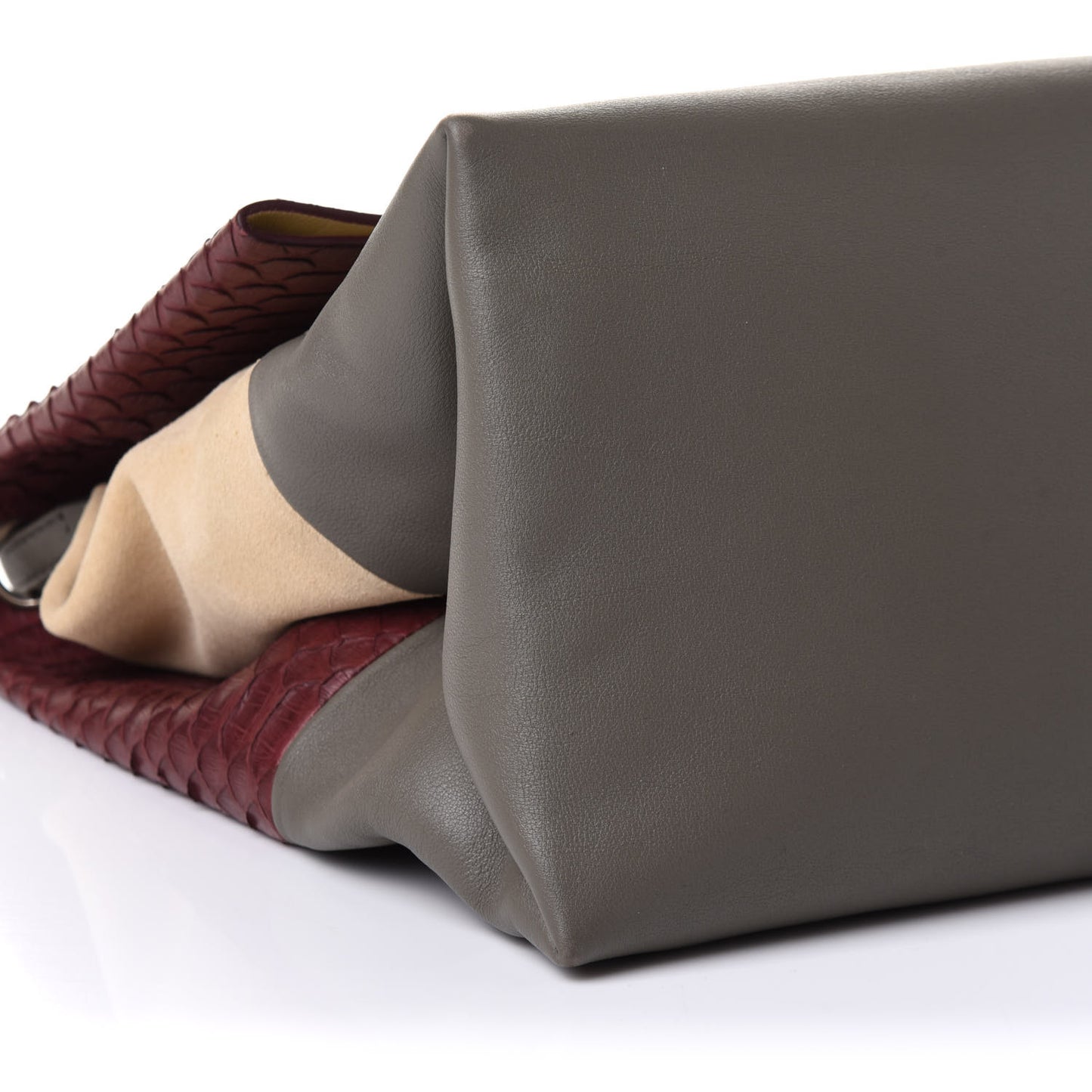 Python Calfskin All Soft Shoulder Bag Burgundy