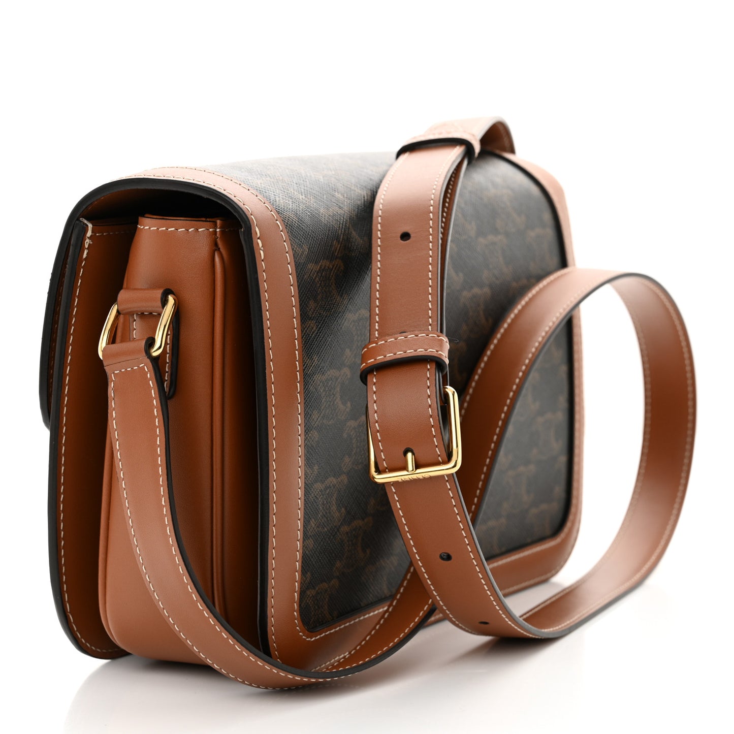 Triomphe Canvas Calfskin Medium Triomphe Bag Tan