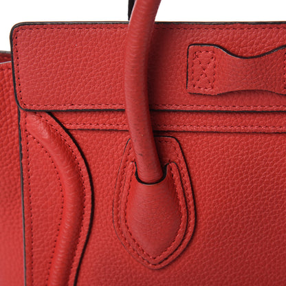 Celine Drummed Calfskin Nano Luggage Red 19 of 21