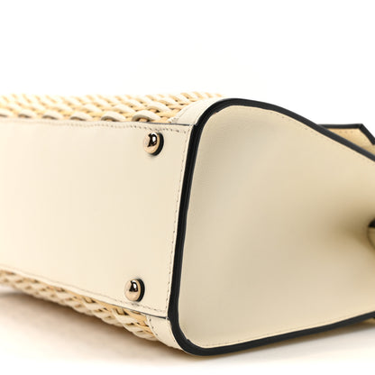 Valentino Garavani Wicker Calfskin Small VSling Top Handle Bag Natural White 9 of 9