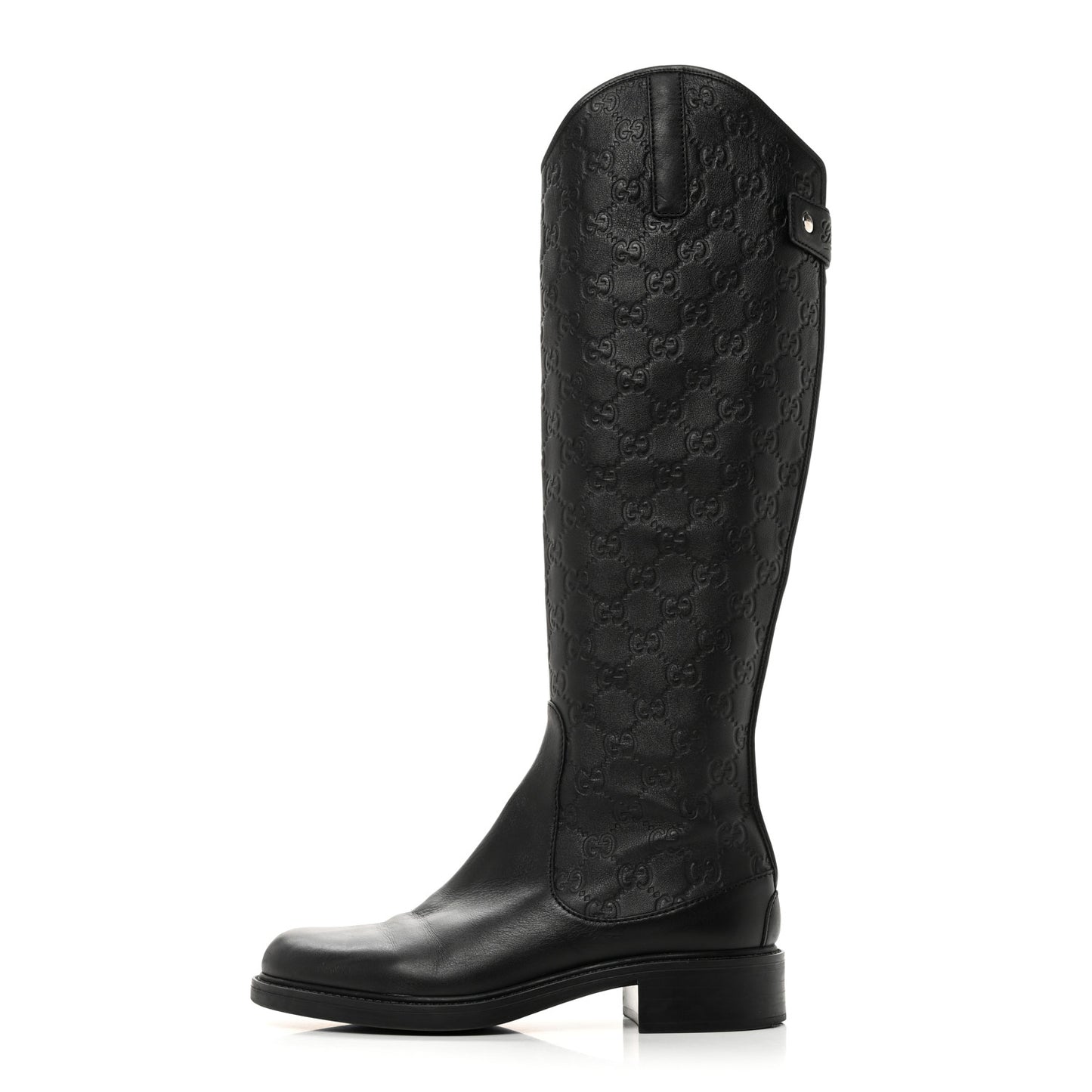 Guccissima Calfskin Miro Soft Knee High Riding Boots 37 Black