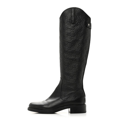 Gucci Guccissima Calfskin Miro Soft Knee High Riding Boots 37 Black 1 of 8