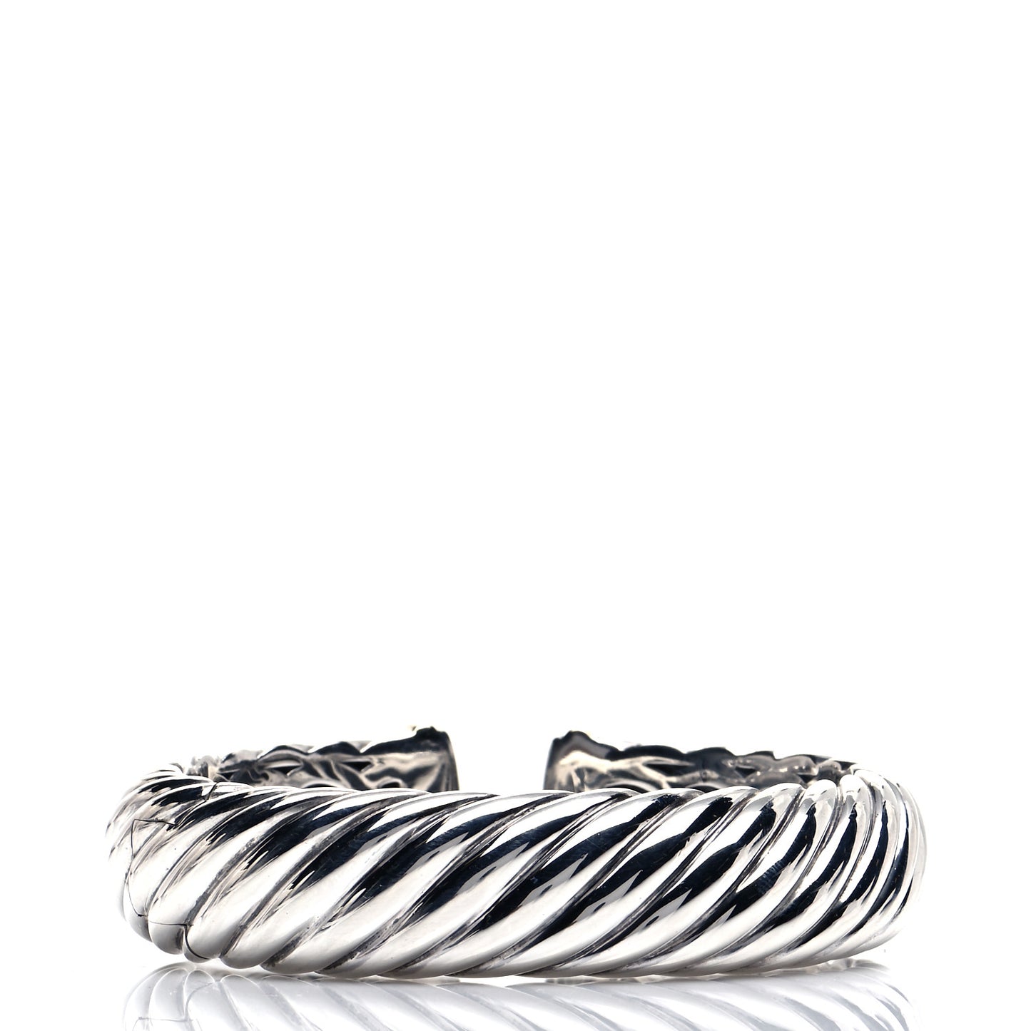 Sterling Silver 18K Yellow Gold 15mm Sculpted Cable Cuff Bracelet